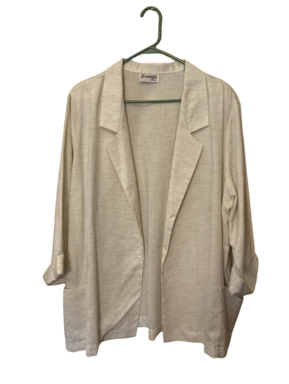 Joanna Plus Vintage Womens Beige 3/4 Sleeve Blazer Jacket MADE IN USA - Size L